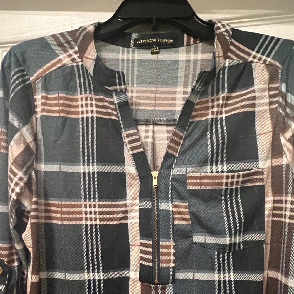NWT Always Indigo Women’s Plaid Shirt - Picture 8 of 10